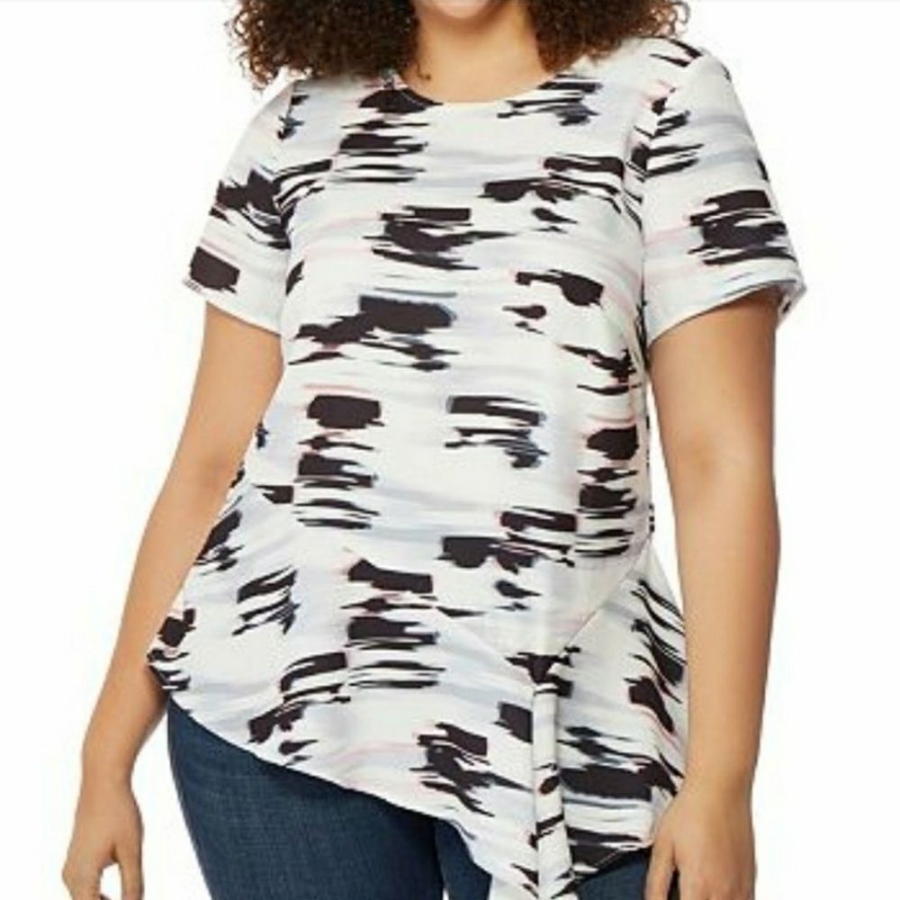 Rebel Wilson X Angels asymmetrical ink brush top